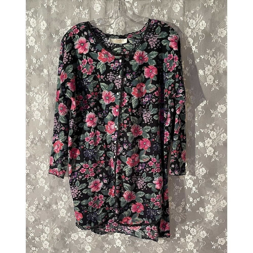 Vintage 90s Victoria's Secret Floral Sleep Shirt Size Medium Grunge Cottagecore